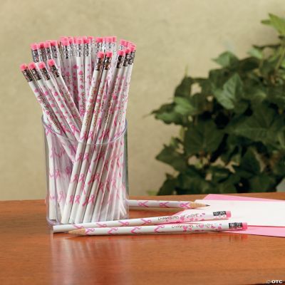 Personalized Pink Ribbon Pencils