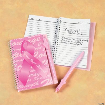 Pink Ribbon Spiral Notebook & Pen Sets