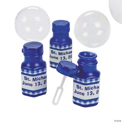 Personalized Gingham Bubble Bottles - Blue