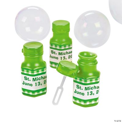 Personalized Gingham Bubble Bottles - Green