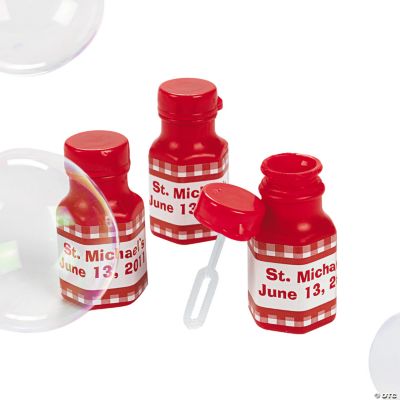 Personalized Gingham Bubble Bottles - Red