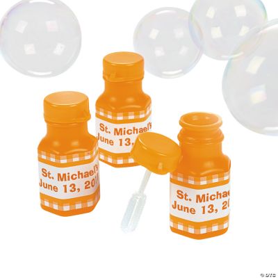 Personalized Gingham Bubble Bottles - Orange
