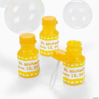 Personalized Gingham Bubble Bottles - Yellow