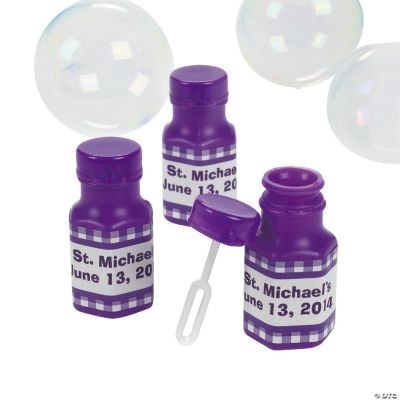 Personalized Gingham Bubble Bottles - Purple