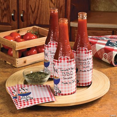 Red Gingham BBQ Labels