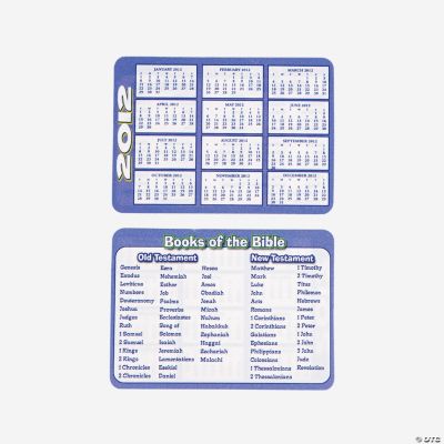 2012 “Books Of The Bible” Calendar Wallet Cards