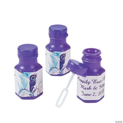 Personalized Peacock Wedding Mini Bubble Bottles