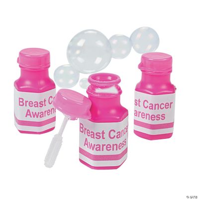 Personalized Mini Awareness Pink Ribbon Bubble Bottles
