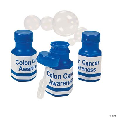 Personalized Mini Awareness Blue Ribbon Bubble Bottles