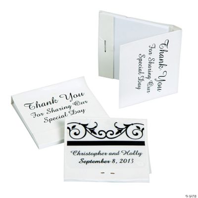 Personalized Black & White Wedding Matchbook Notebooks
