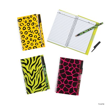 Neon Animal Print Spiral Notebook & Pen Sets