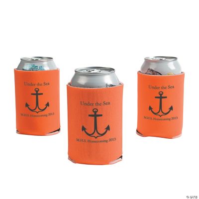 Personalized Orange Anchor Can Covers