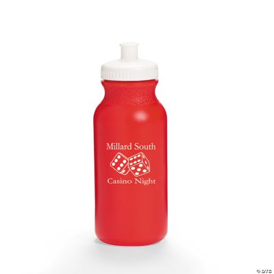 Red Personalized Casino Water Bottles