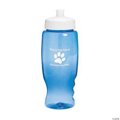 Blue Personalized Paw Print Water Bottles