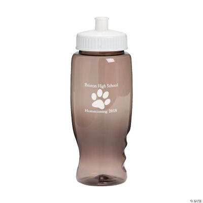 Black Personalized Paw Print Water Bottles