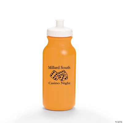 Orange Personalized Casino Water Bottles