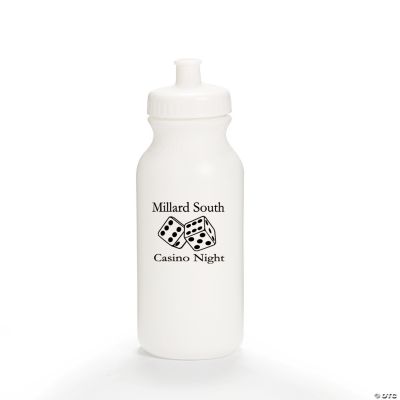 White Personalized Casino Water Bottles