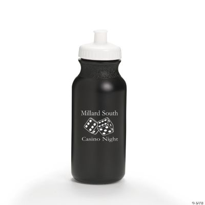Black Personalized Casino Water Bottles