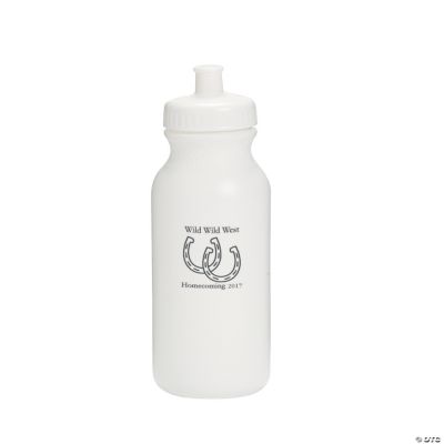 White Personalized Horseshoe Water Bottles