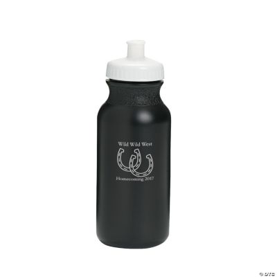 Black Personalized Horseshoe Water Bottles