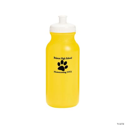 Yellow Personalized Paw Print Water Bottles