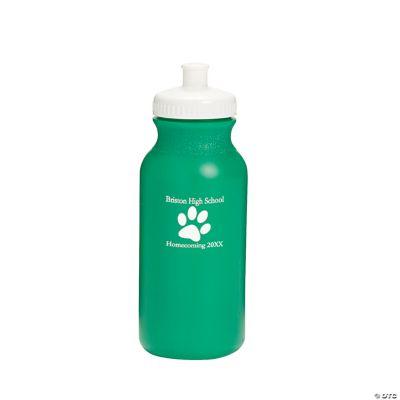 Green Personalized Paw Print Water Bottles