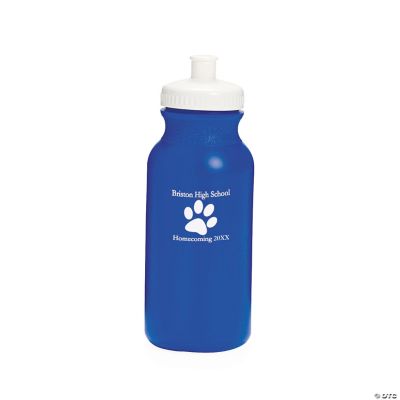 Blue Personalized Paw Print Water Bottles