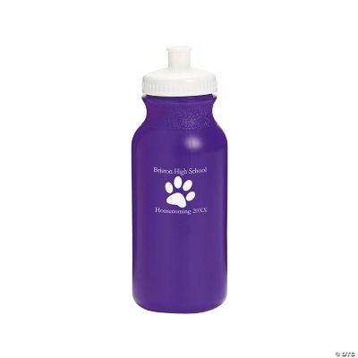 Purple Personalized Paw Print Water Bottles