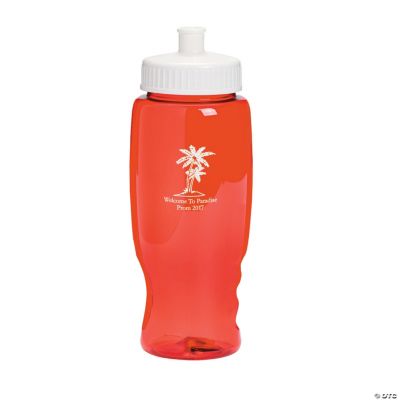 Personalized Red Luau Water Bottles