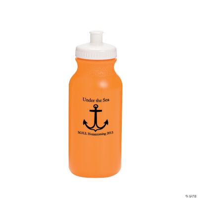 Personalized Orange Anchor Water Bottles