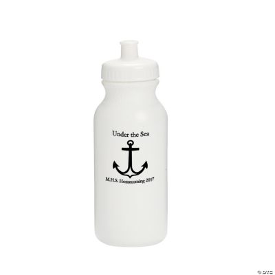 Personalized White Anchor Water Bottles