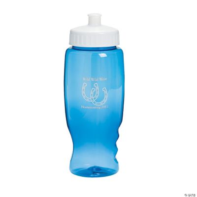 Blue Personalized Horseshoe Water Bottles