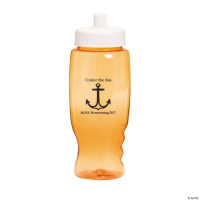 Personalized Orange Anchor Water Bottles