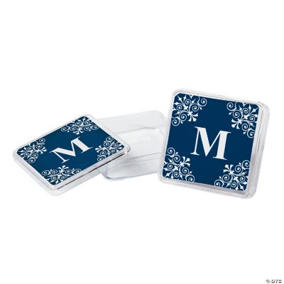 Personalized Navy Monogram Square Containers