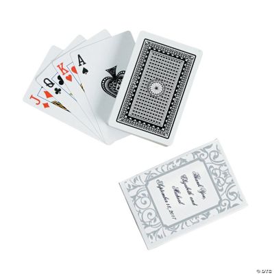 Personalized Grey & White Wedding Playing Cards