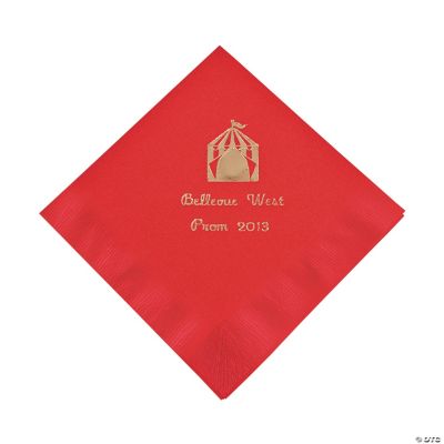 Personalized White Carnival Beverage Napkins