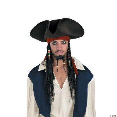 Pirate Hat with Beaded Braids Deluxe