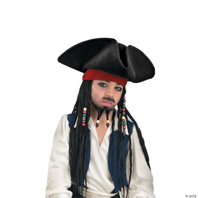Pirate Hat with Beaded Braids Deluxe Child