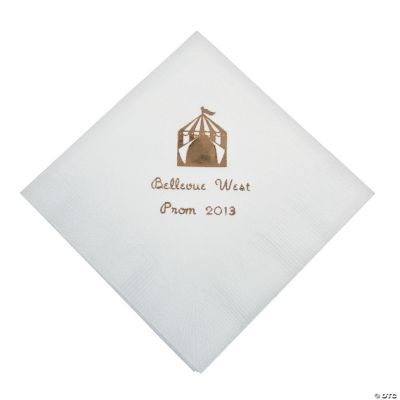 Personalized White Carnival Beverage Napkins