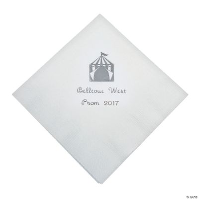 Personalized White Carnival Beverage Napkins