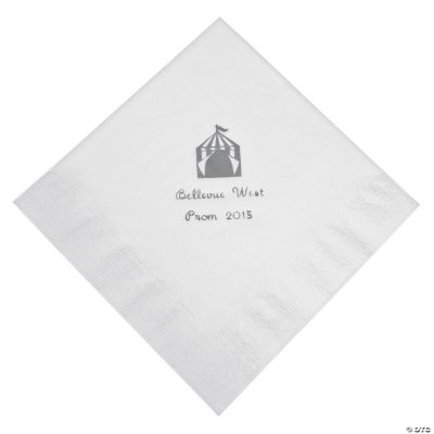 White Personalized Carnival Luncheon Napkins