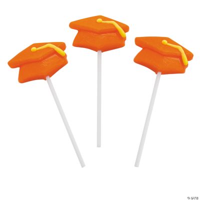 Orange Mortarboard Graduation Suckers