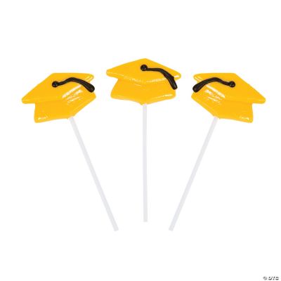 Yellow Mortarboard Graduation Suckers