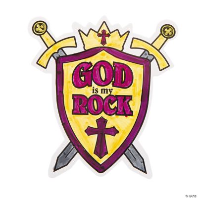 Color Your Own “God Is My Rock” Crest Badges