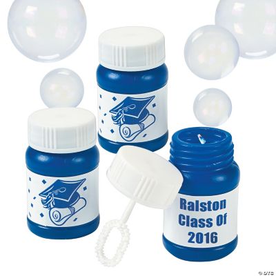 Personalized Graduation Blue Mini Bubble Bottles