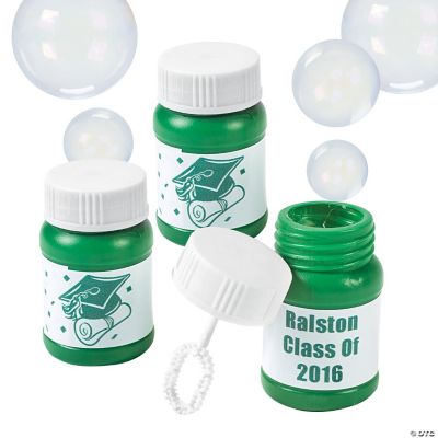 Personalized Graduation Green Mini Bubble Bottles