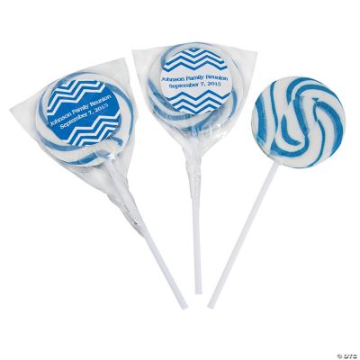 Personalized Blue Chevron Swirl Pops