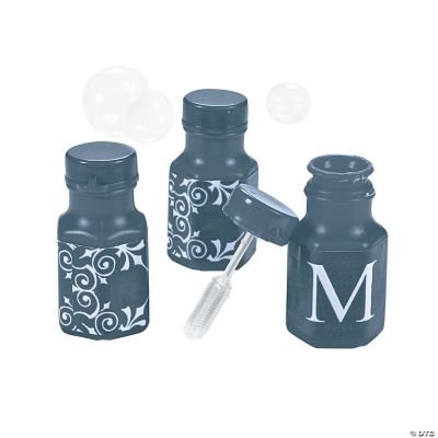 Personalized Navy Monogram Wedding Mini Bubble Bottles