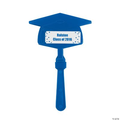 Personalized Blue Congrats Grad Mortarboard Clappers