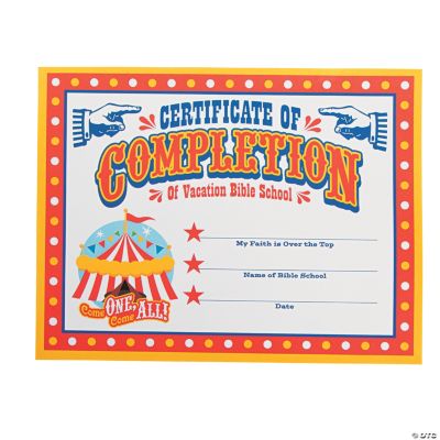 “Over The Top” Certificates Of Completion